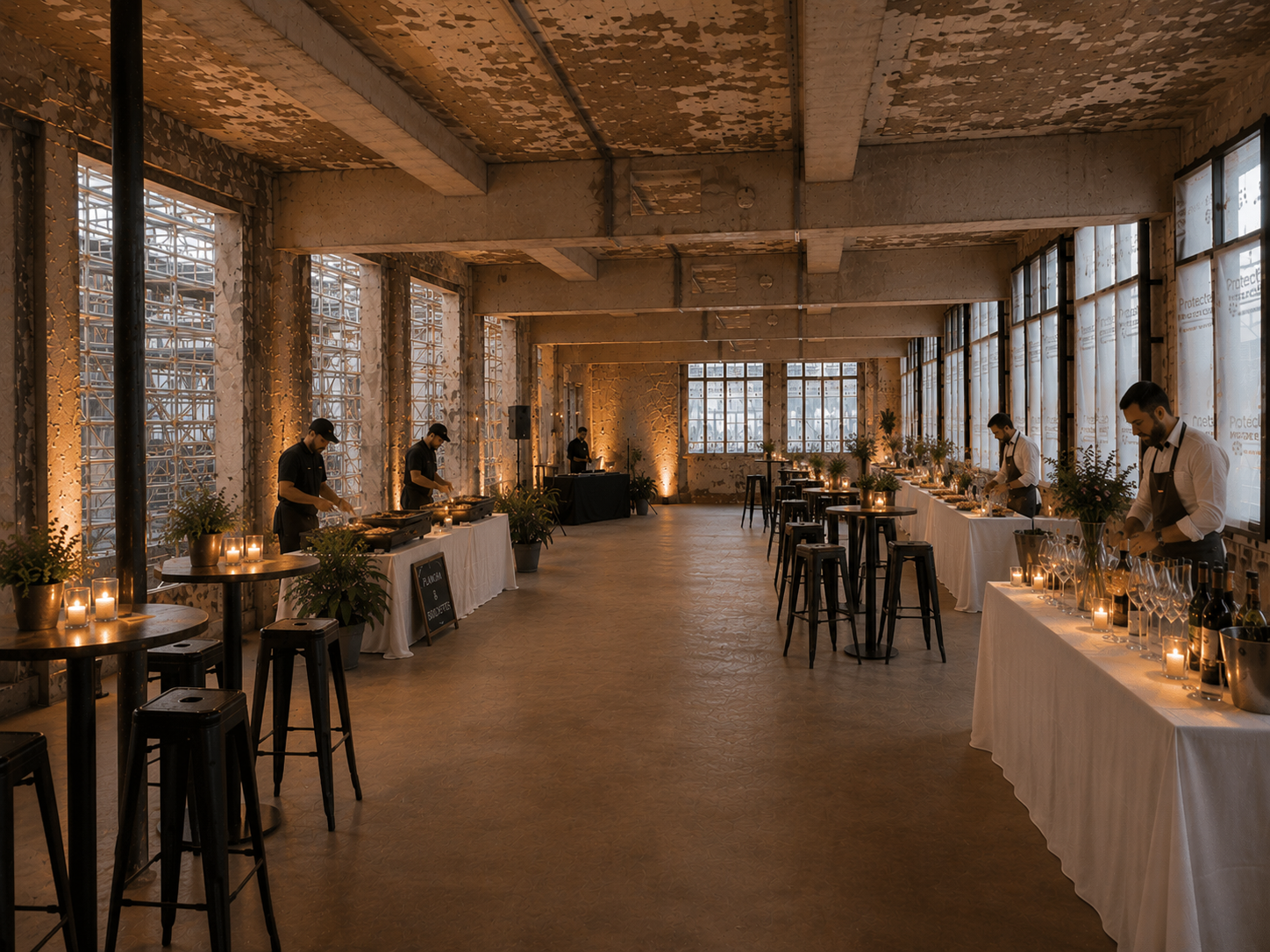 Soirée d'entreprise dans un chantier en construction